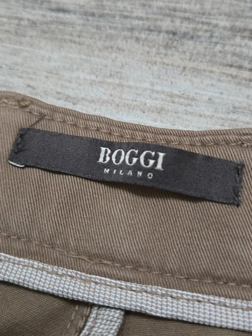 Boggi Milano Marcello Trouser Pants Mens Dark Tan Stretch Material Flat Front 31